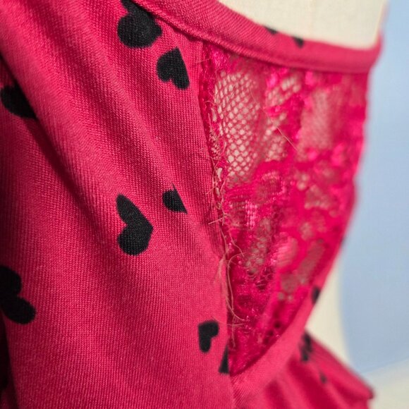 Secret Treasures 3X (22W-24W) Bright Pink Hearts Lace Trim Open Back Nightgown - Picture 7 of 12